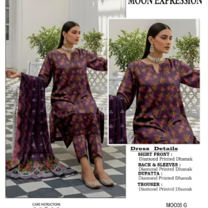 3 piece diamond printed dhanak