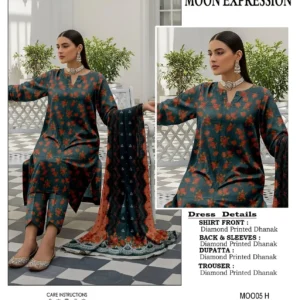 3 piece diamond printed dhanak