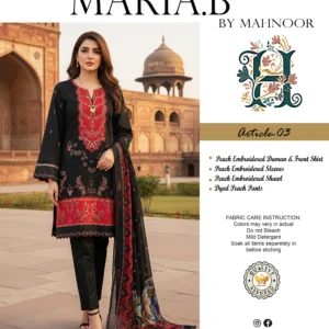 New Arrivals peach embroidered 3 piece