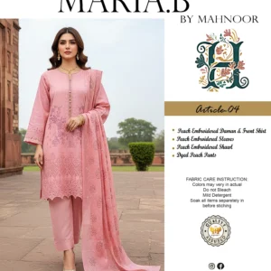 New Arrivals peach embroidered 3 piece