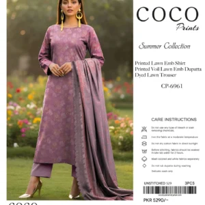 lawn embroidered 3 piece