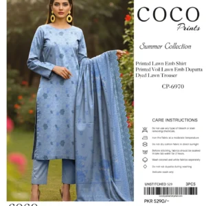 lawn embroidered 3 piece