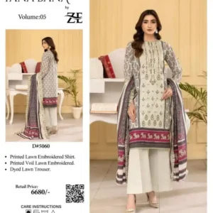 lawn embroidered 3 piece