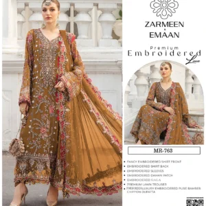 lawn fancy embroidered 3 piece