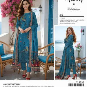 lawn embroidered 3 piece