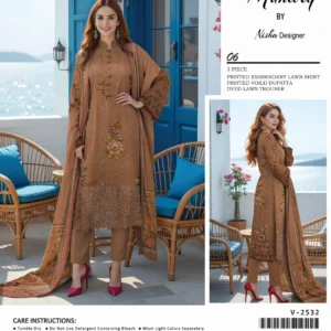 lawn embroidered 3 piece