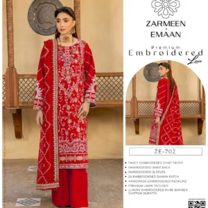 lawn embroidered 3 piece