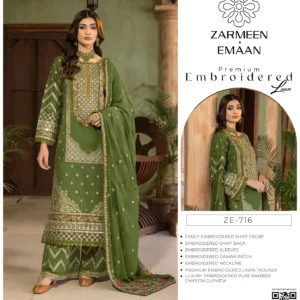 lawn embroidered 3 piece