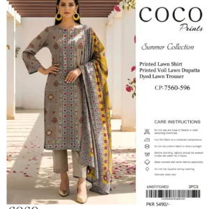 lawn embroidered 3 piece