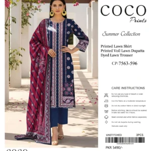 lawn embroidered 3 piece