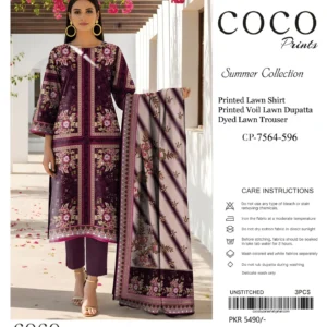 lawn embroidered 3 piece