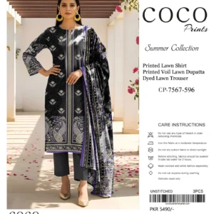 lawn embroidered 3 piece