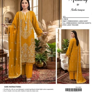 lawn embroidered 3 piece