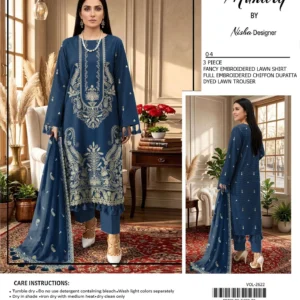 lawn embroidered 3 piece