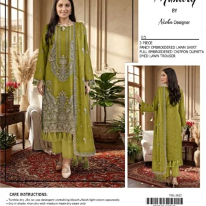 lawn embroidered 3 piece
