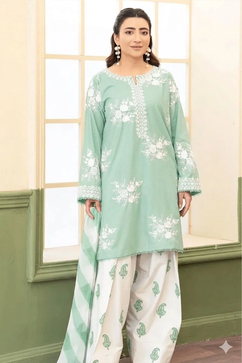 lawn 3 piece embroidered