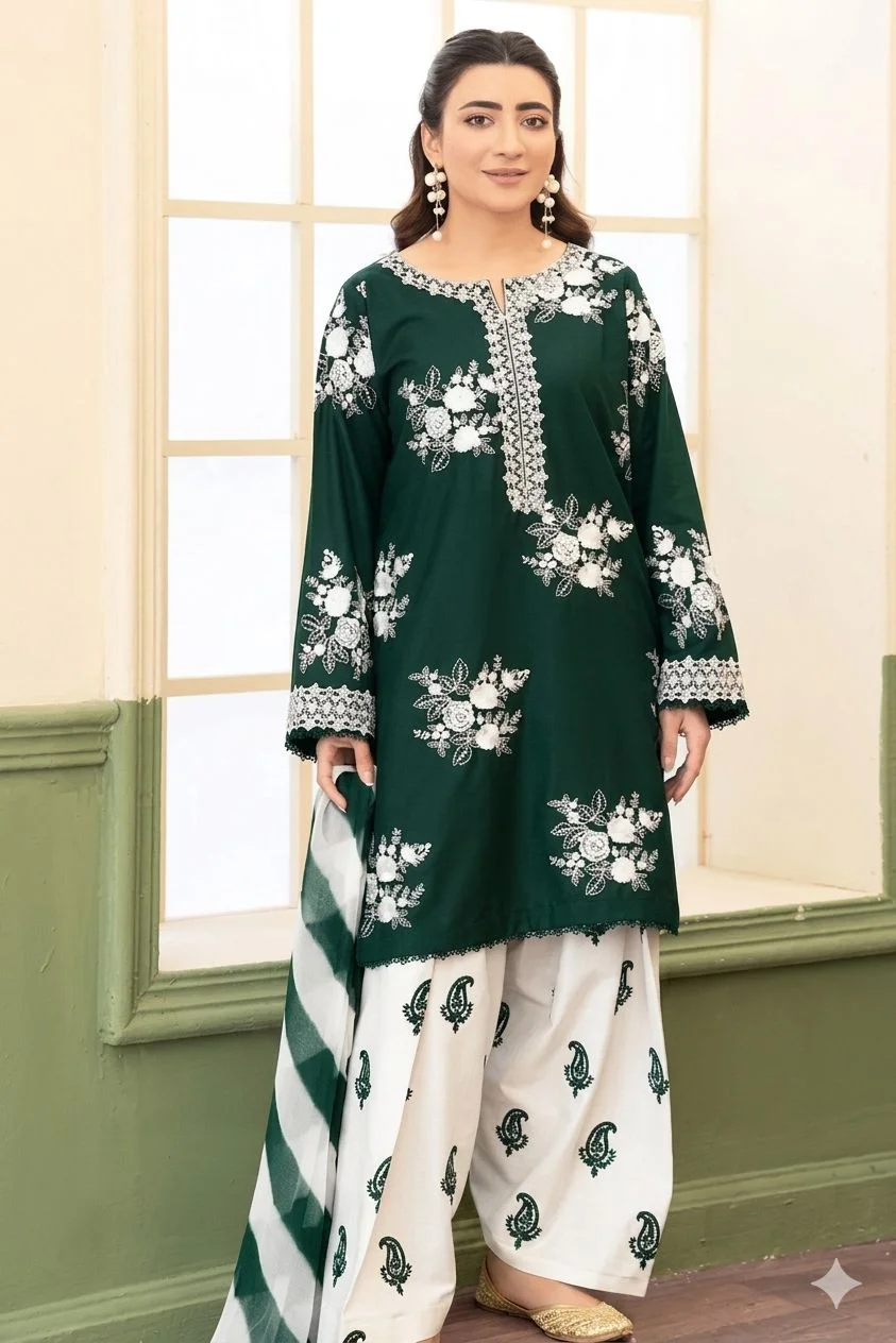 lawn 3 piece embroidered