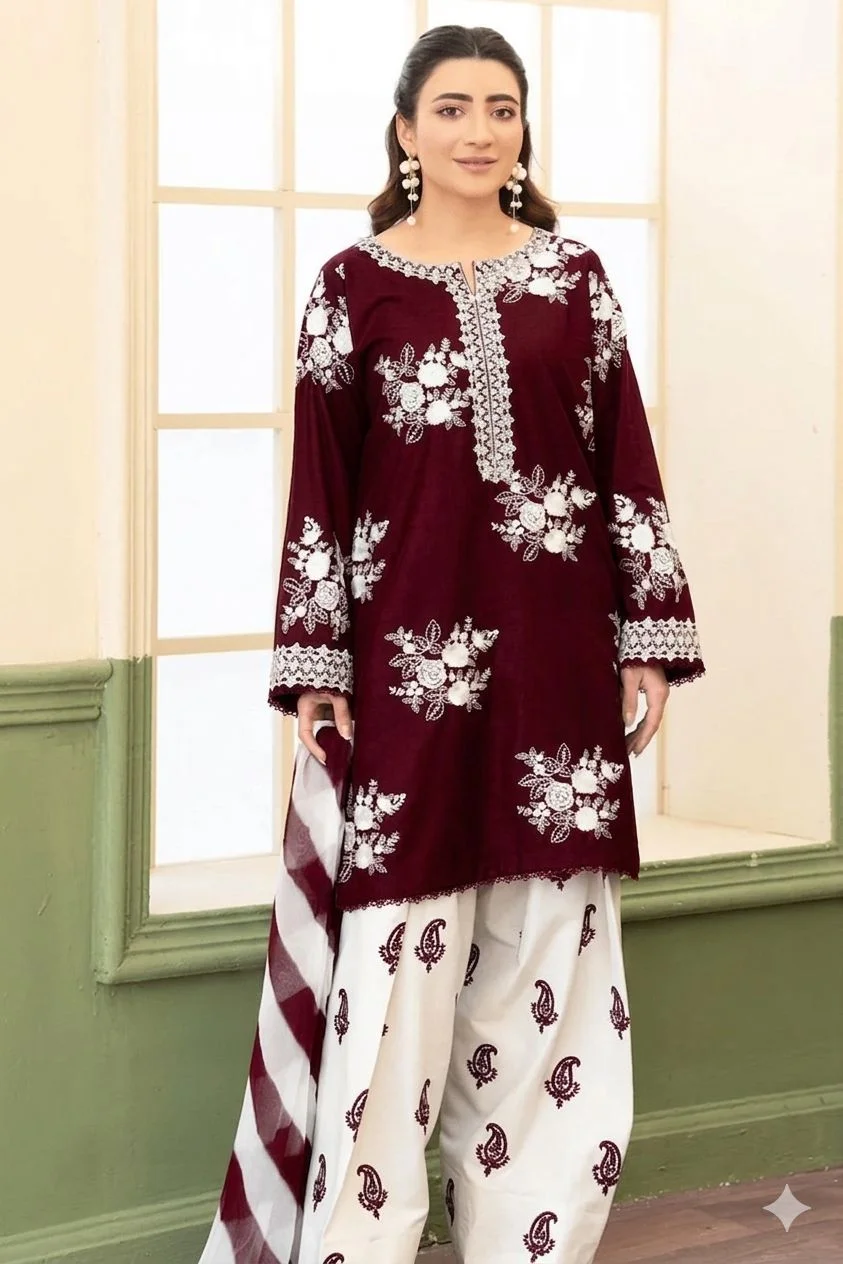 lawn 3 piece embroidered