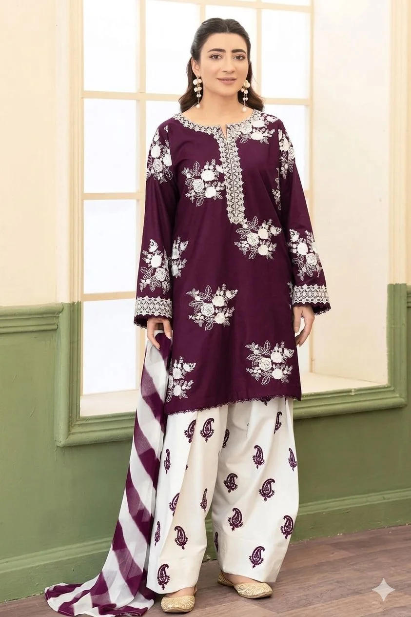 lawn 3 piece embroidered