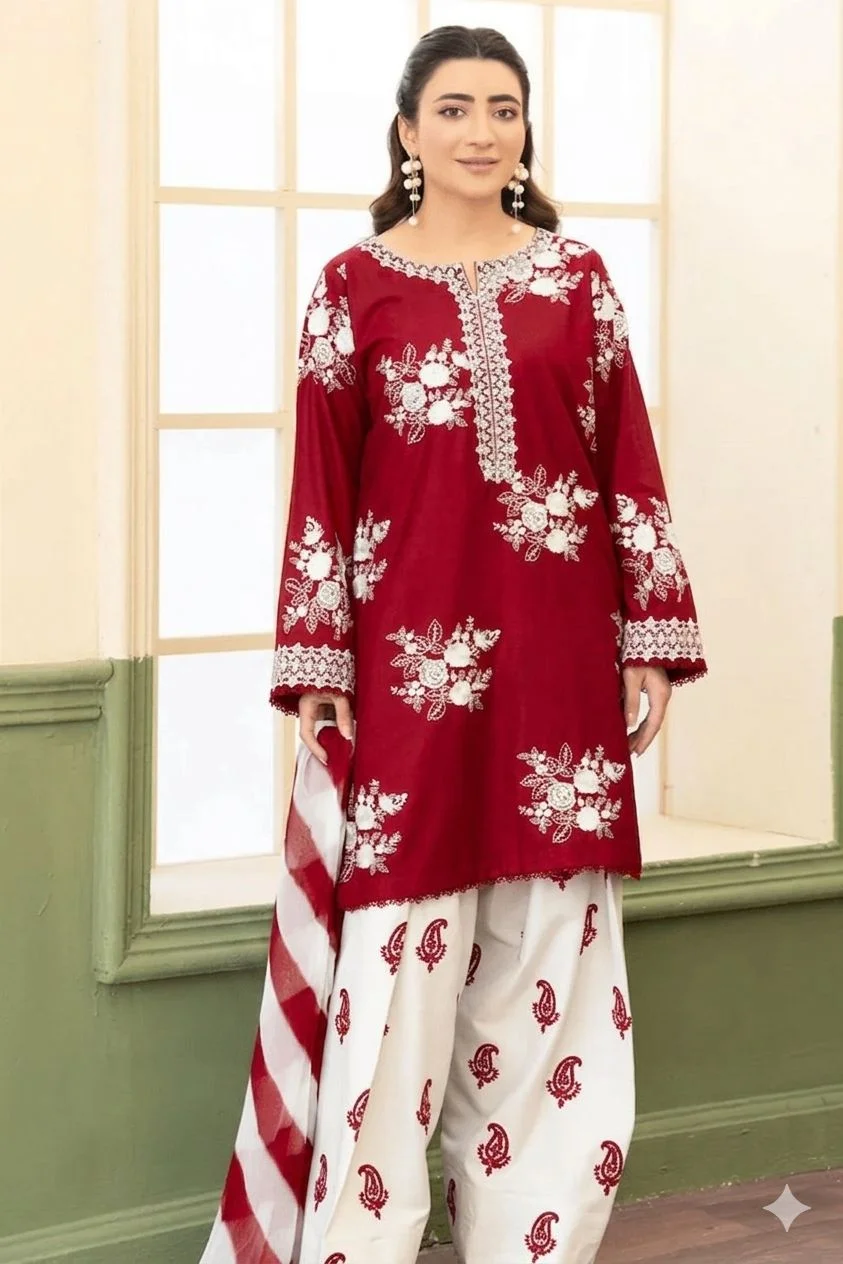 lawn 3 piece embroidered