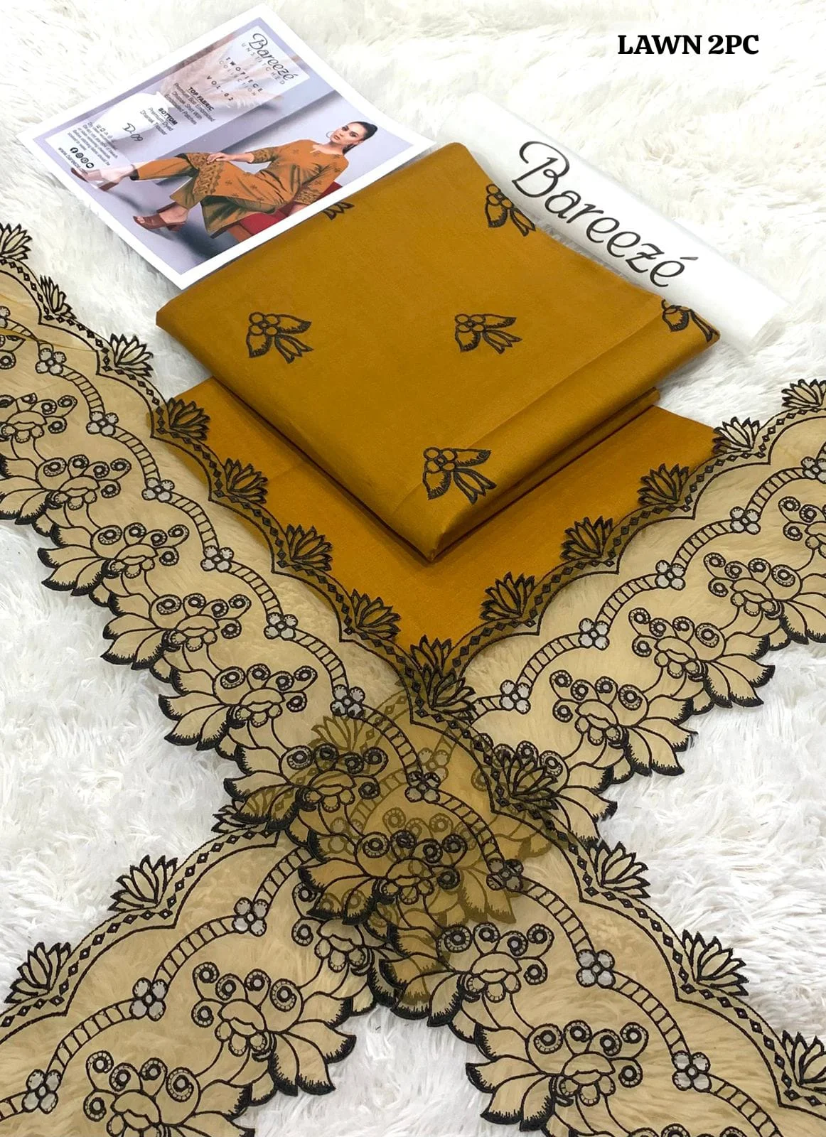 Bareeze Lawn 2 Piece Embroidered Suit