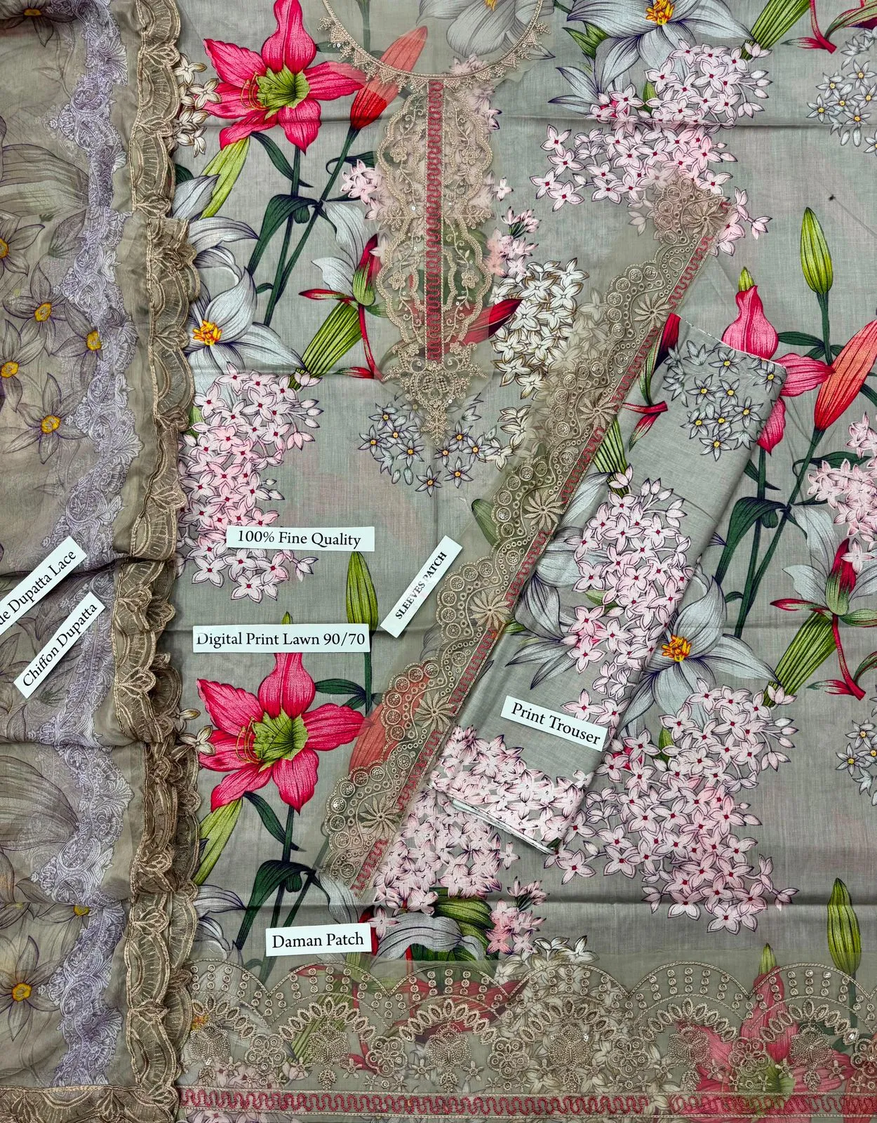 Maria B Printed Lawn 3 Piece Suit