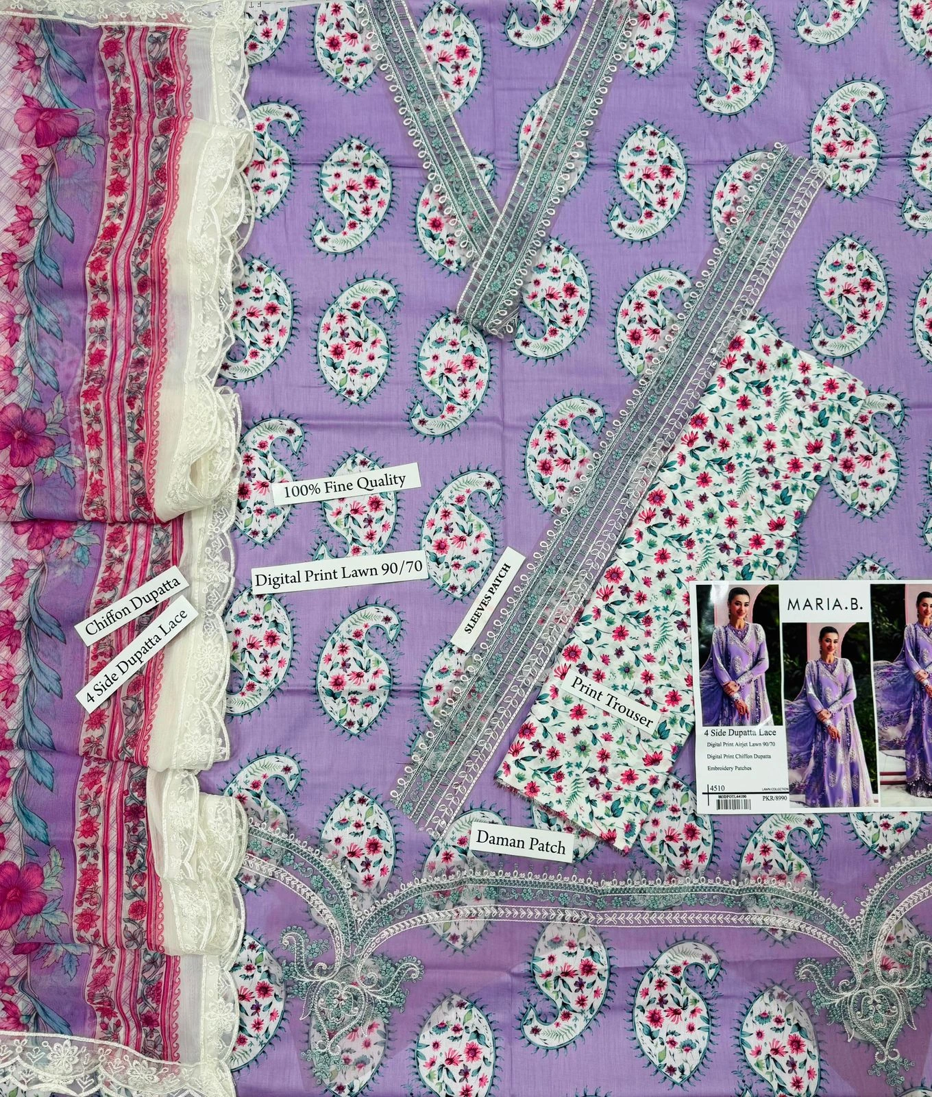 Maria B Printed Lawn 3 Piece Suit
