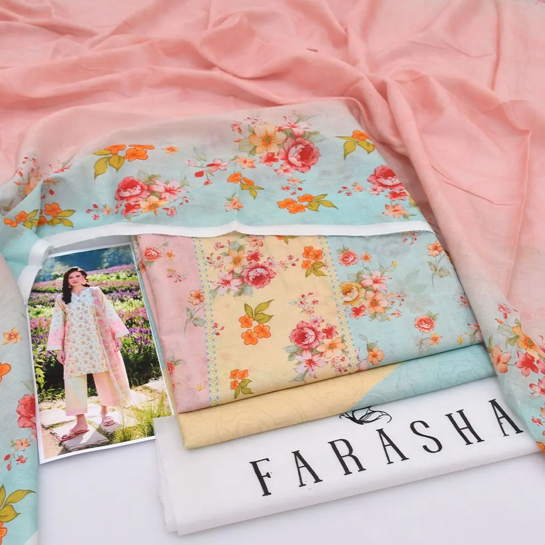 FARASHA Printed Lawn 3 Piece Suit 2026