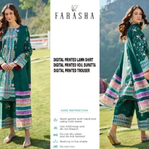 FARASHA Printed Lawn 3 Piece Suit 2026