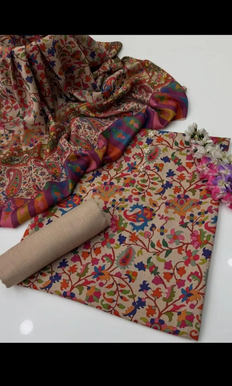 Pure Pashmina Qalamkaari 3 Piece Suit 2026