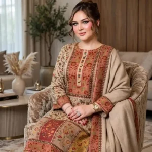 Pure Pashmina Qalamkaari 3 Piece Suit 2026