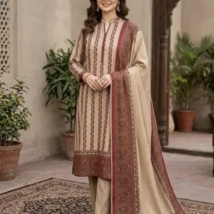 Pure Pashmina Qalamkaari 3 Piece Suit 2026