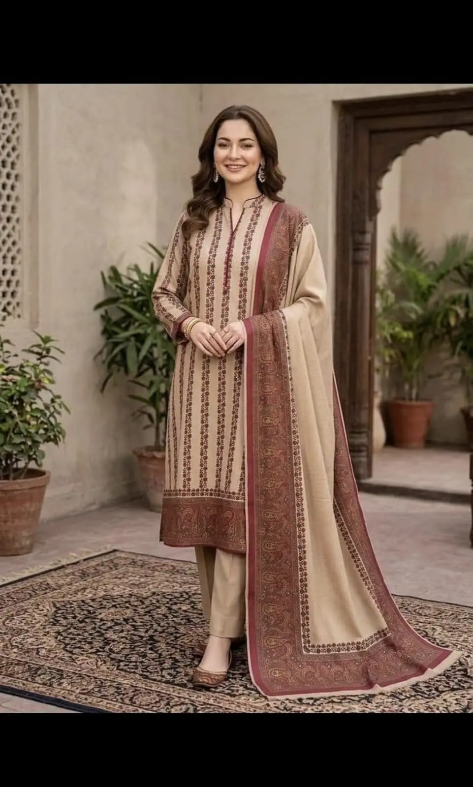Pure Pashmina Qalamkaari 3 Piece Suit 2026
