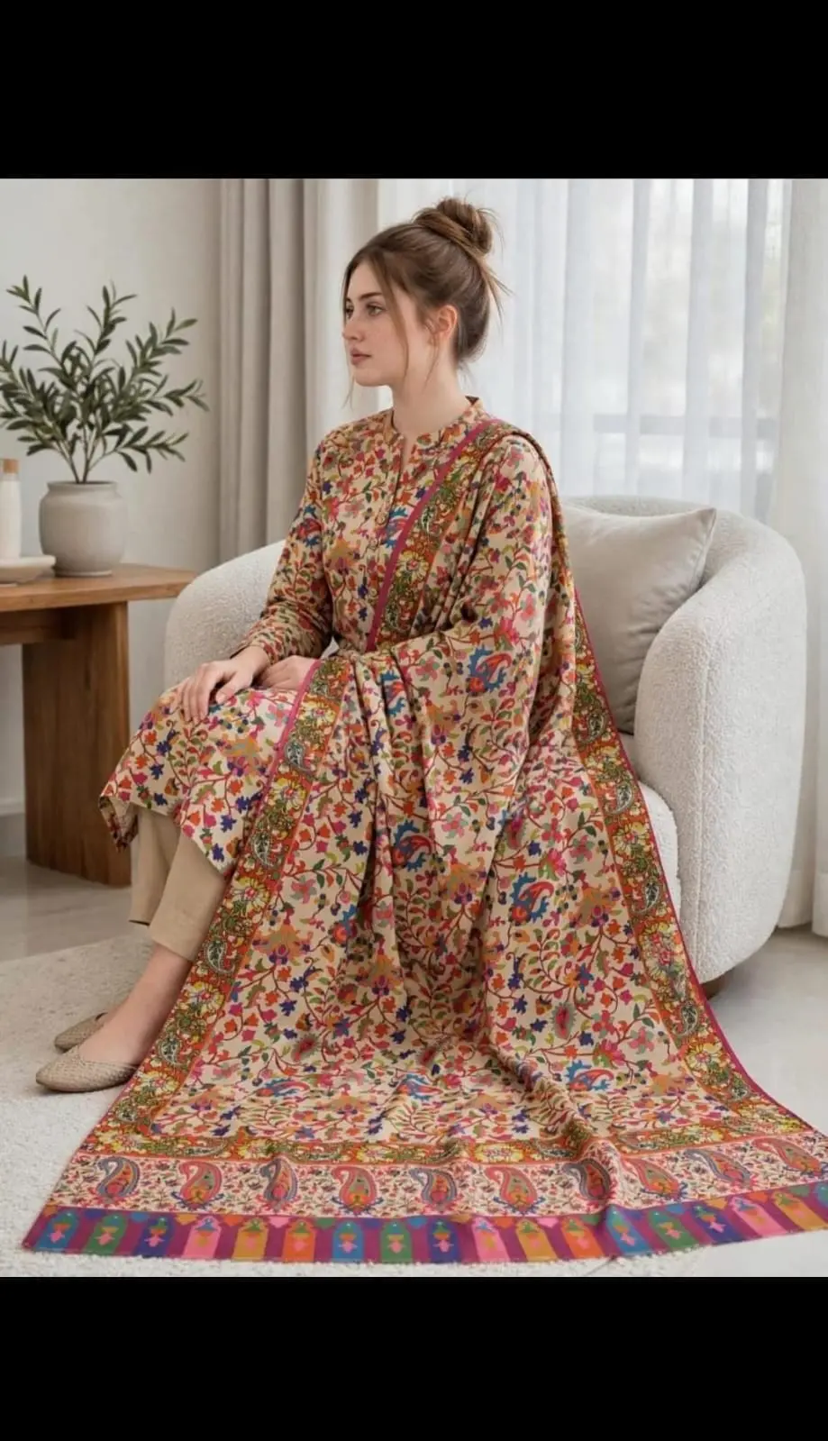 Pure Pashmina Qalamkaari 3 Piece Suit 2026